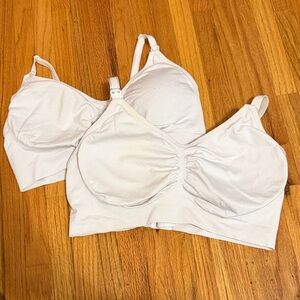 Two Motherhood Maternity White Nursing Bras, size large